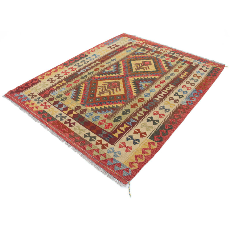 Geometric Wool Hand Woven 160cm X 203cm Area Rug