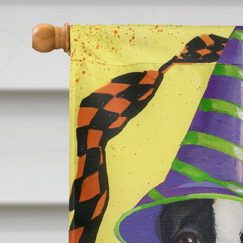 Drapeau de maison Hvidovre Sheltie Halloween en polyester à 2 faces 3 x 2 pi, Boston terrier Halloween