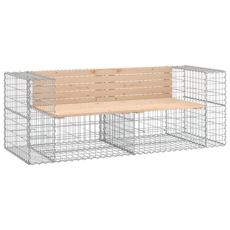 Banc de patio Gabion, H 25,8 po x l 72,4 po x P 28 po, Honey Pine