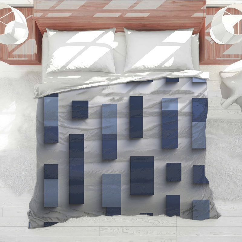 Édredon bleu à blocs rectangulaires, Twin Extra Long