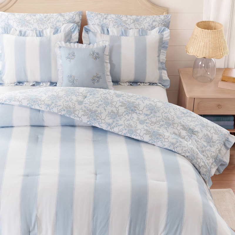 6 PCS Full/Queen Comforter Set, Blue