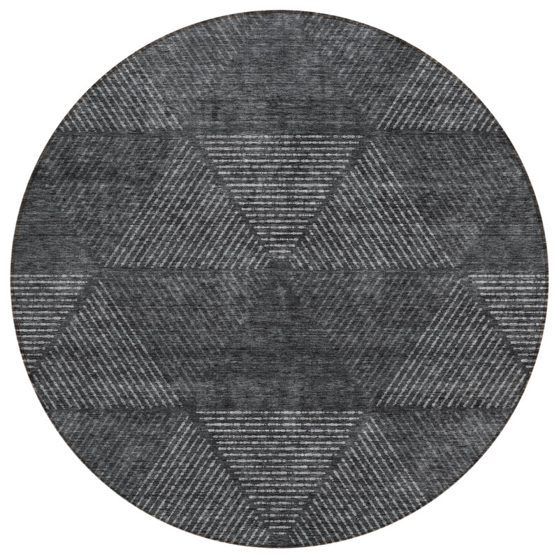 Tapis rond gris anthracite 8 po