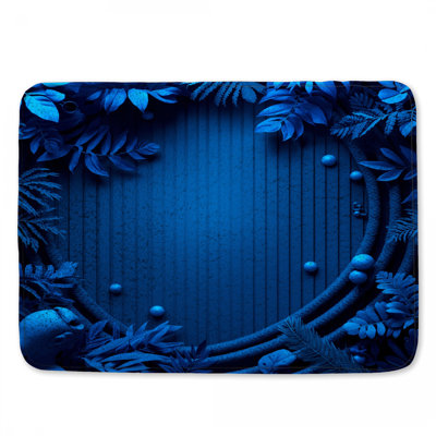 Tapis de bain bleu à feuillage abstrait
