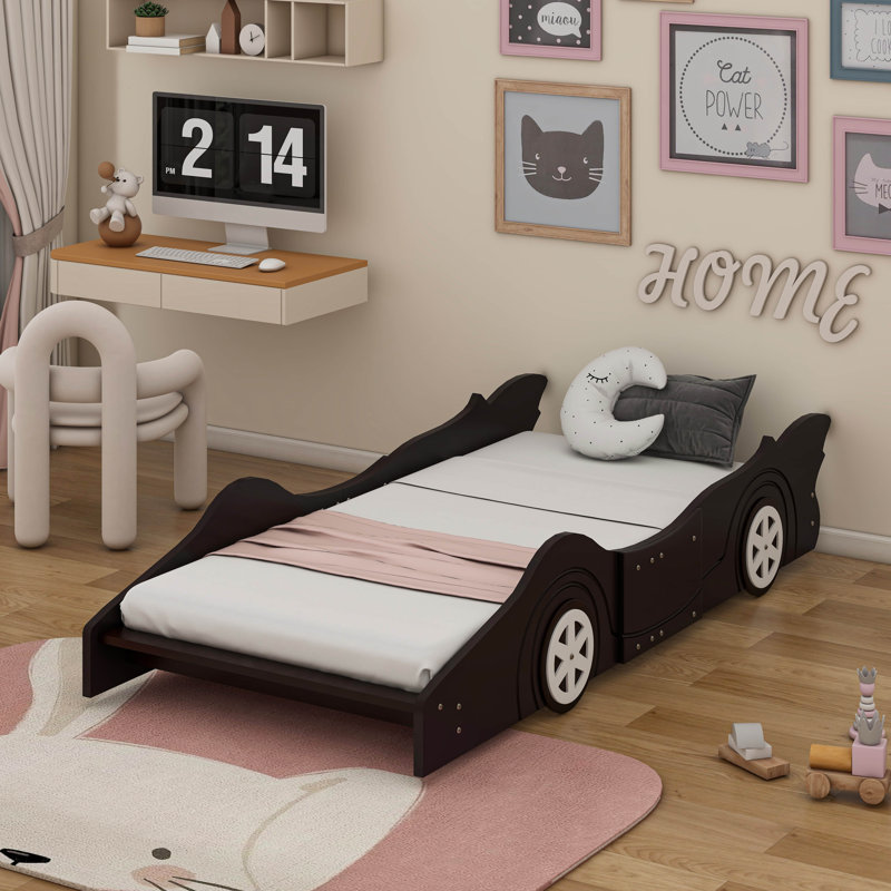 Twin Size Race Car-Shaped Platform Bed, Black