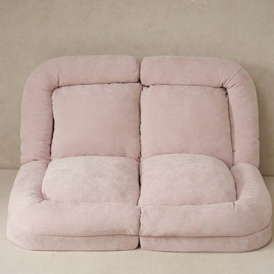 Convertible Fold-Out Double Sofa Bed,Pink,The Left Part Of The Complete Product.