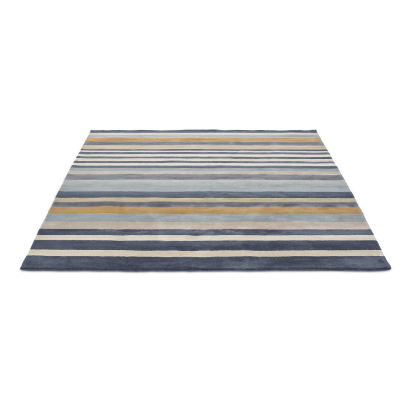 Striped Area Rug in Blue/Ivory/Gray, Rectangle 5'7" x 7'10"