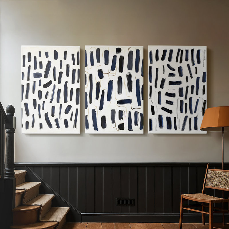 ABSTRACT Series DLxxIV - Toile tendue sur mesure - 3 pièces, H 60 po x l 120 po