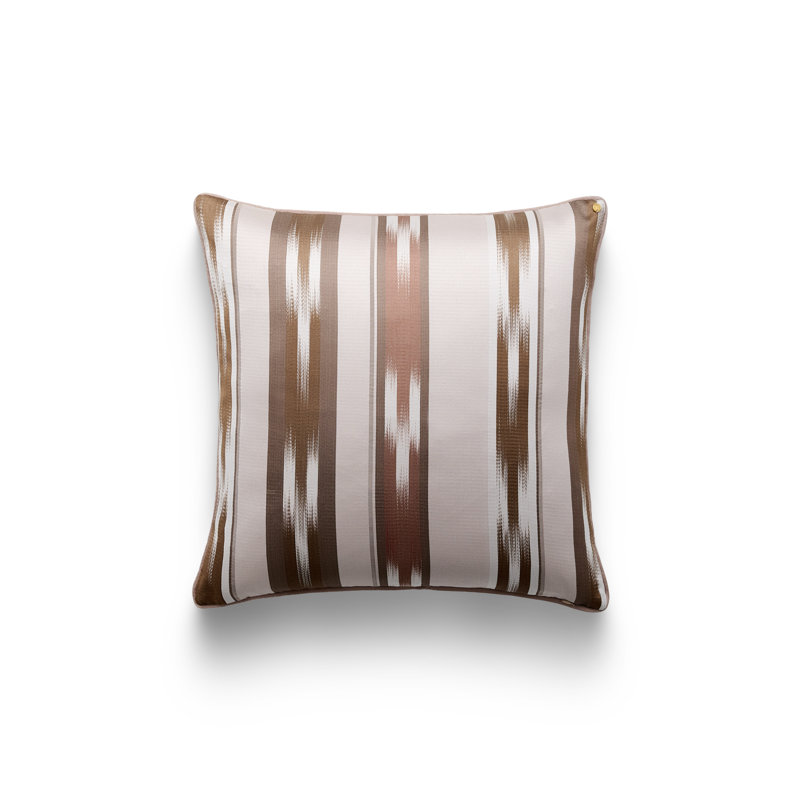 Kutnu Large Ikat Pattern Pillow, Taupe
