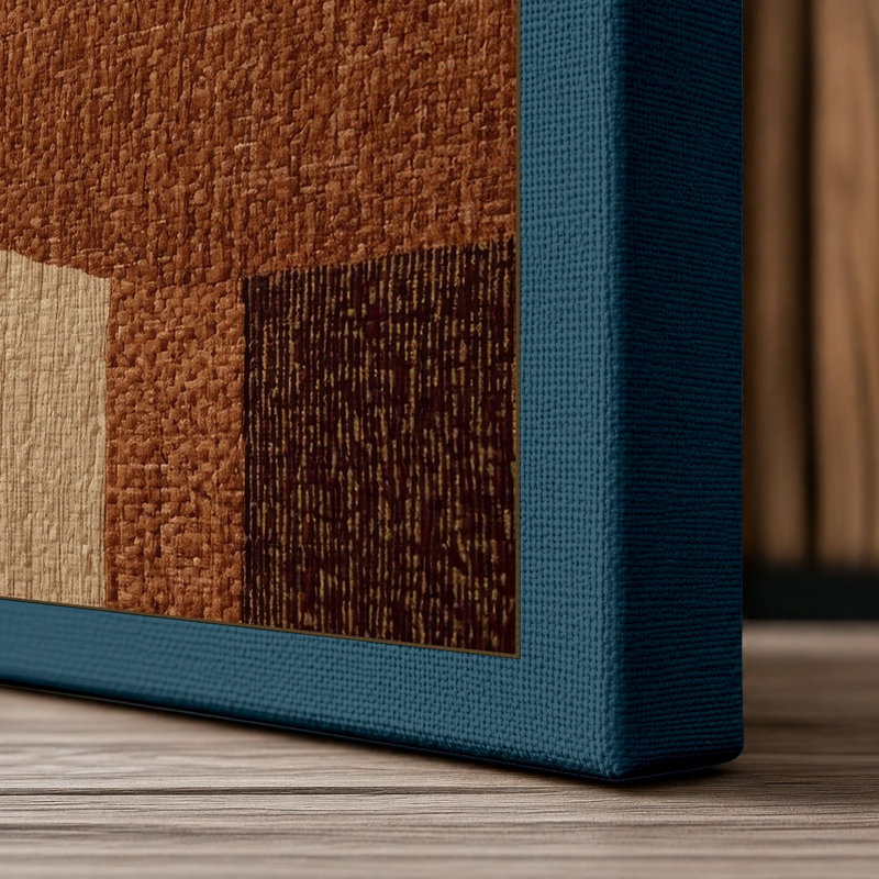 Warm Geometry Abstract - Wrapped Canvas, 18x12 - 45.7 x 30.5 cm, Teal Border