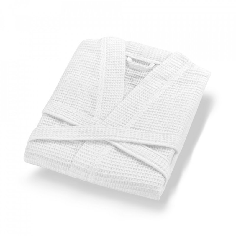 Peignoir 100% coton mi-mollet unisexe avec poches, TG