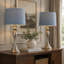 Ensemble de 2 lampes de table contemporaines en métal 27 "avec nickel brossé et abat-jour en lin bleu clair de Grandview Gallery