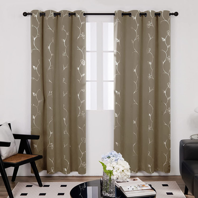 Room Darkening Curtain Panel Pair, 52" W x 63" L, Khaki