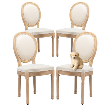Ensemble de 4 chaises de salle à manger en tissu de style français