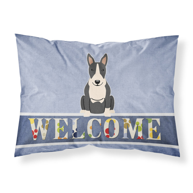 Taie d’oreiller welcome, Bull terrier noir