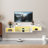 Wall Mounted Floating TV Stand with 20 Color LEDs and Charging Station-448923964