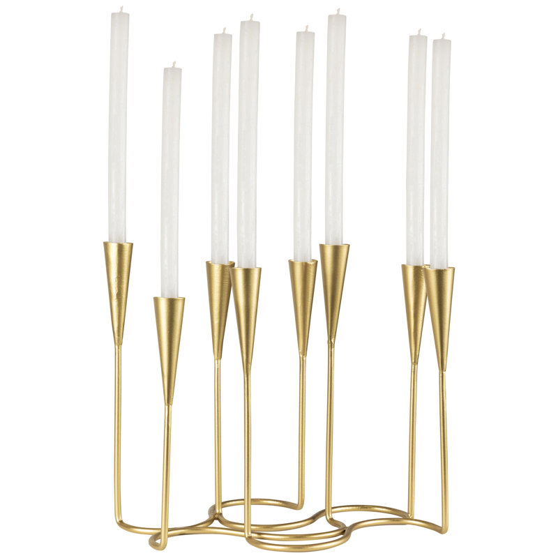 Modern Matte Gold 8-Taper Iron Candelabra