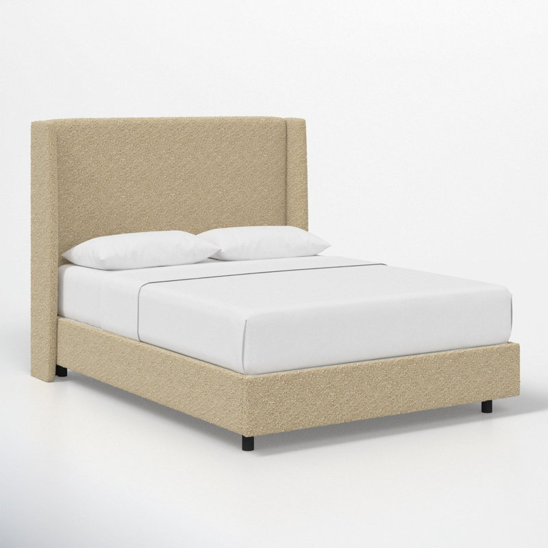 Lit tapissier Tilly, Simple, Bouclé chamois classique