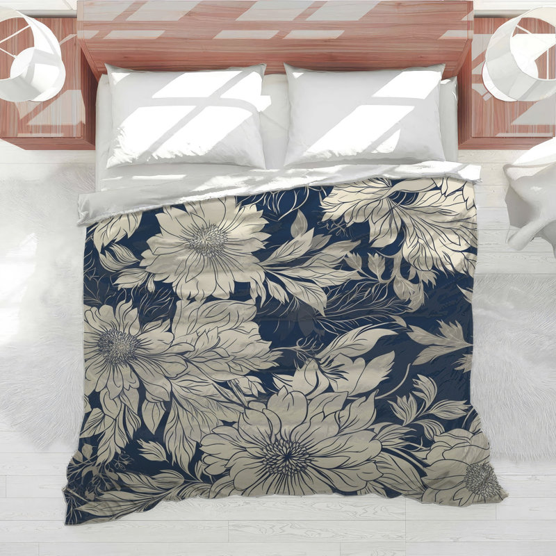 Beige Floral Illustration Comforter, Twin Extra Long