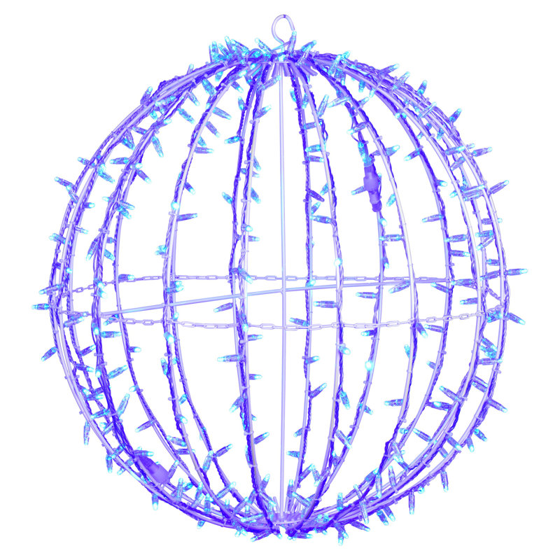 30" Fold-Flat Blue LED Hanging Sphere