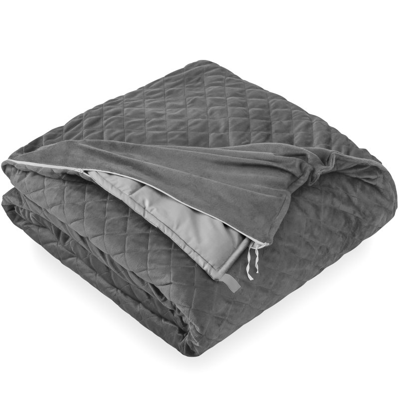 Housse de couette Minky pour couverture lestée, Housse de couette 40 po x 60 po, Gris matelassé à motif de losanges