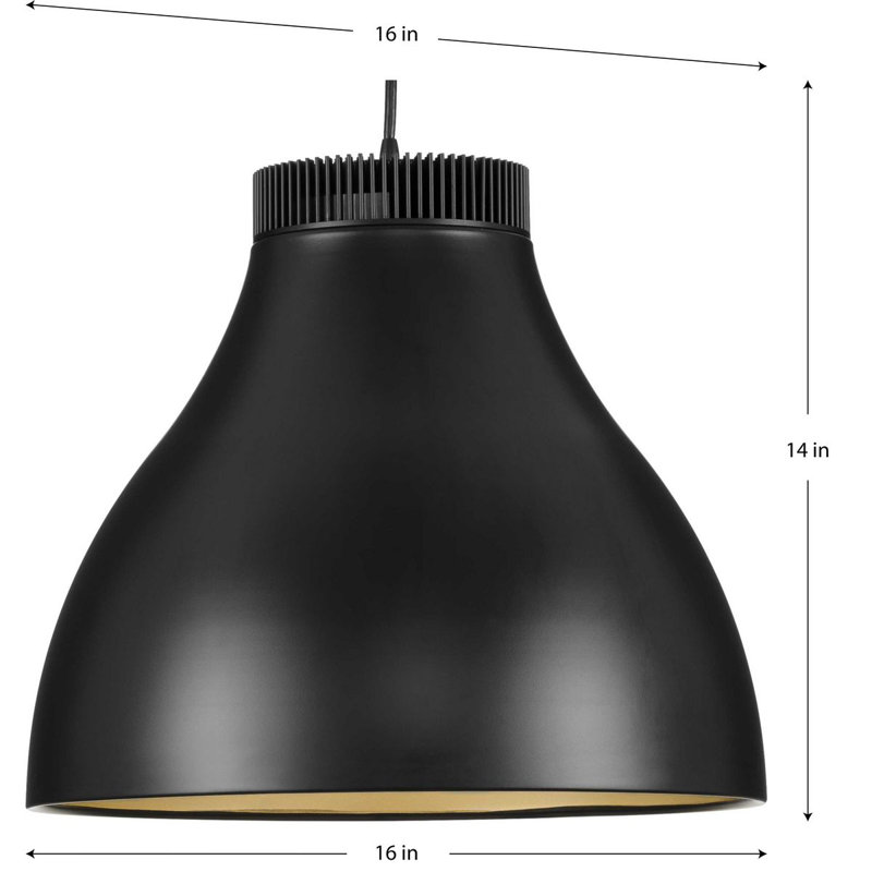 Luminaire suspendu DEL en métal moderne, Noir mat, H 14 po x l 16 po x P 16 po