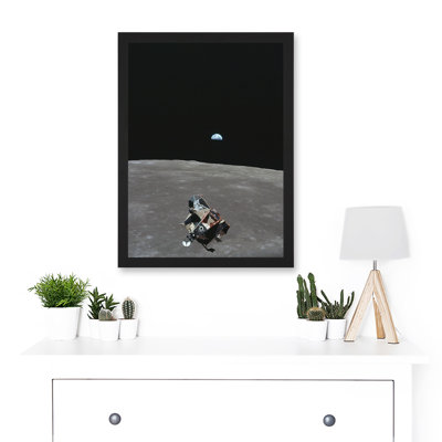 Space NASA Earth Moon Lunar Landing Module Earth USA - Single Picture Frame Print