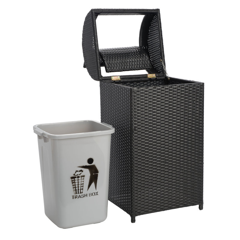Poubelle à battant 25 gallons Toby, Noir