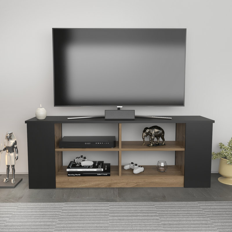 Amelius 55" TV Stand for TVs up to 65", Black/Walnut
