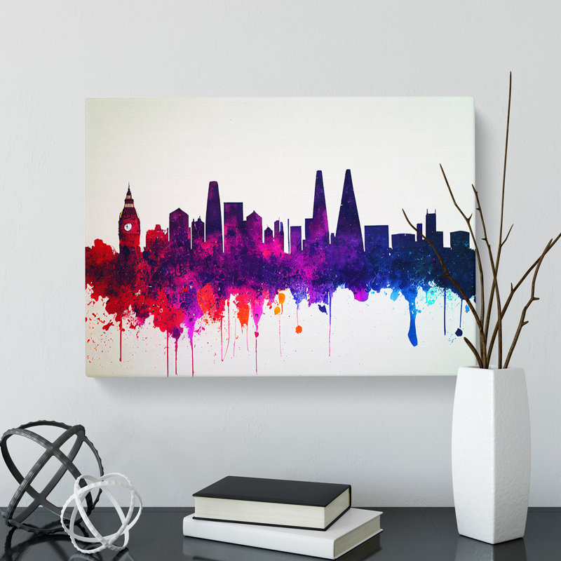 Colourful London Skyline Vol.4 Abstract - Wrapped Canvas, 50cm H x 76cm W x 3cm D