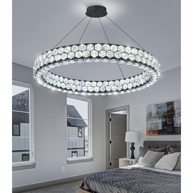 Lustre en cristal Modern, 5520 lumens, H 118 po x l 31,5 po x P 31,5 po, 69 W