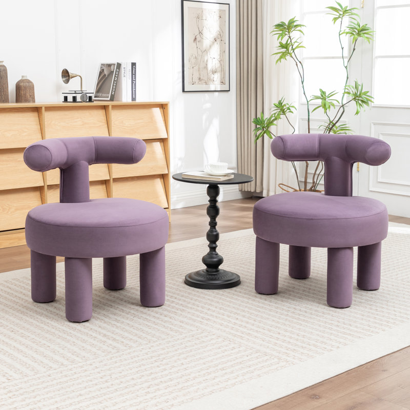 Fauteuil demi-tonneau en velours Bula, Mauve, Velours velours