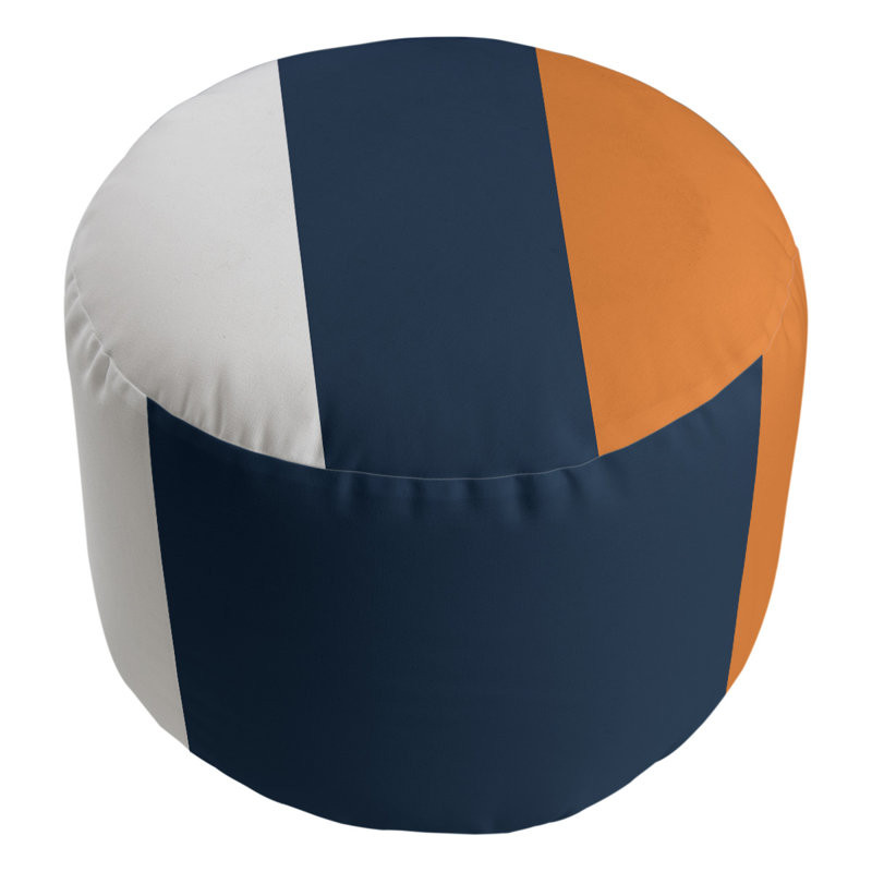 Repose-pieds cubique rond à rayures 20,5", Blanc / bleu / orange