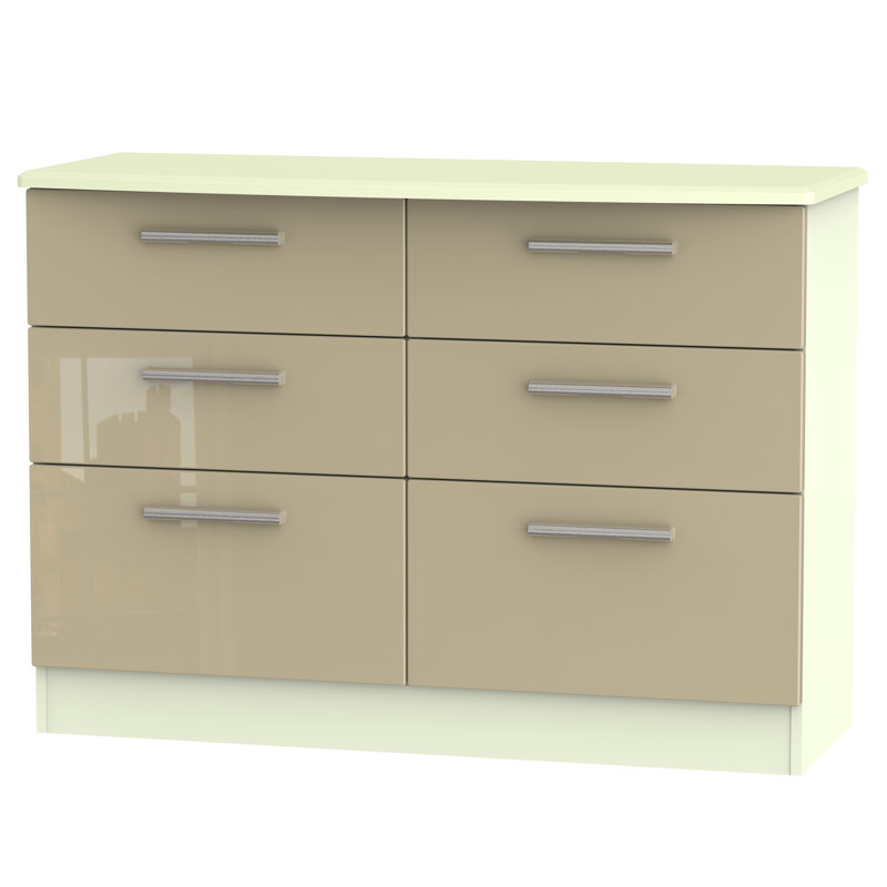 Fully Assembled Yvette 6 Drawer Chest, Cream/Mushroom