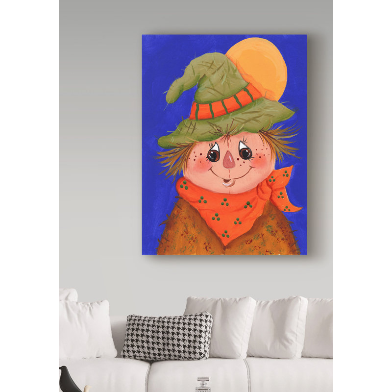 «Scarecrow and Orange Moon», art sur toile, H 24 po x l 18 po x P 2 po