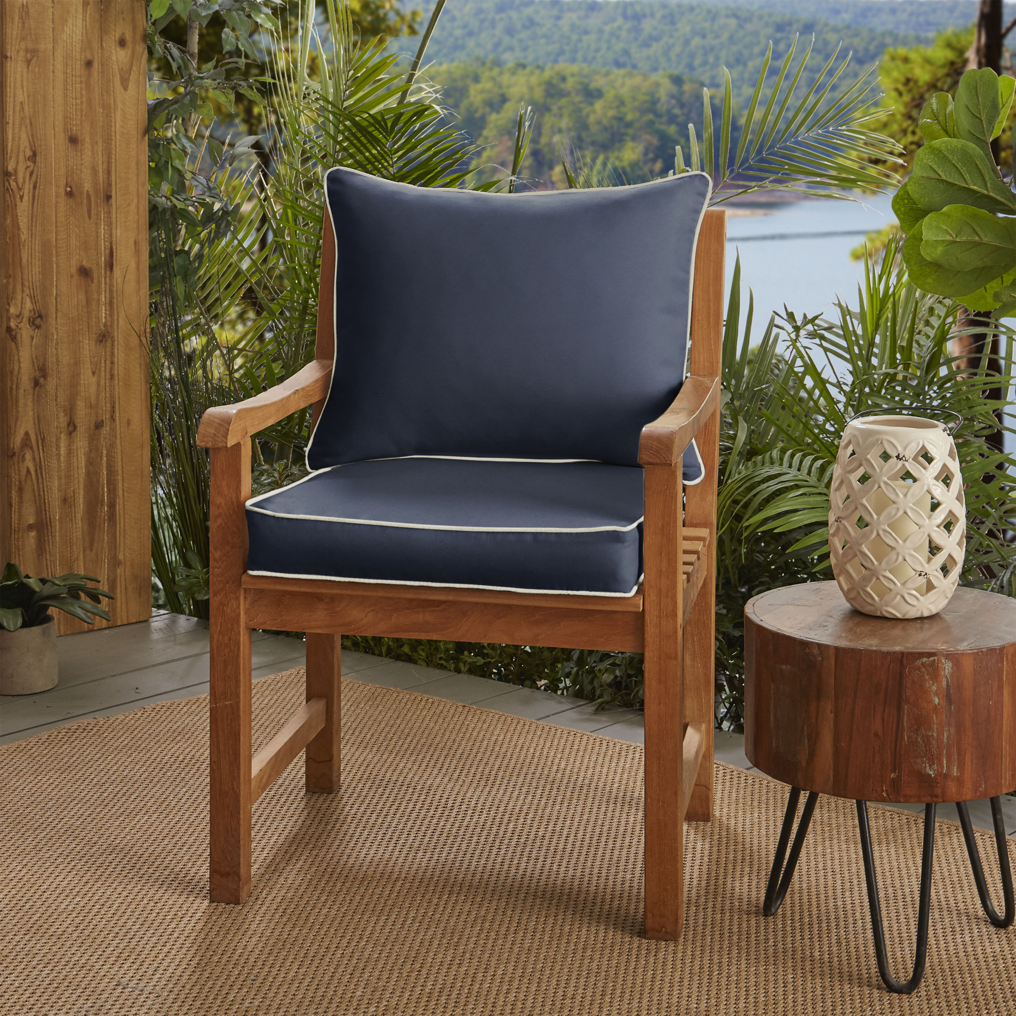 Warrick Sunbrella Outdoor Lounge Chair, 5" H x 25" W x 25" D, Canvas Navy Sunbrella® Canvas