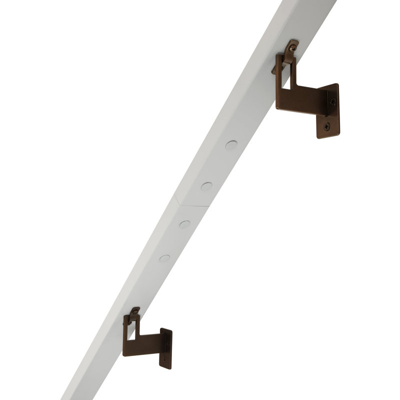 Modern Aluminum Handrail Grab Bar Kit, Adjustable Steel Brackets, Returns to Wall, Powder Coat, 11' W, Bronze / Satin White