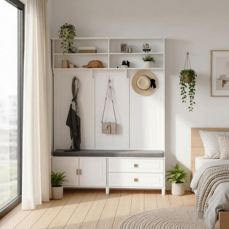 Portemanteau élégant avec espace de rangement, portemanteau d'entrée, portemanteau chic