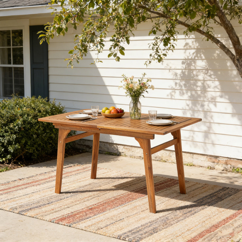 Table de salle à manger d'extérieur en bois massif d'acacia