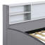 Lit plateforme tapissier simple avec rangement en velours gris et tiroirs - Velours, fonctionnel-121098338