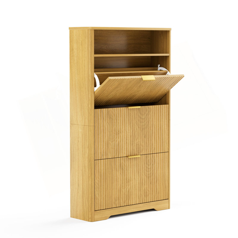 Shoe Cabinet Storage for Entryway Hidden Shoes Storage Cabinet with 3 Flip Drawers, Tall Free Standing Shoe Organizer Rack for Foyer