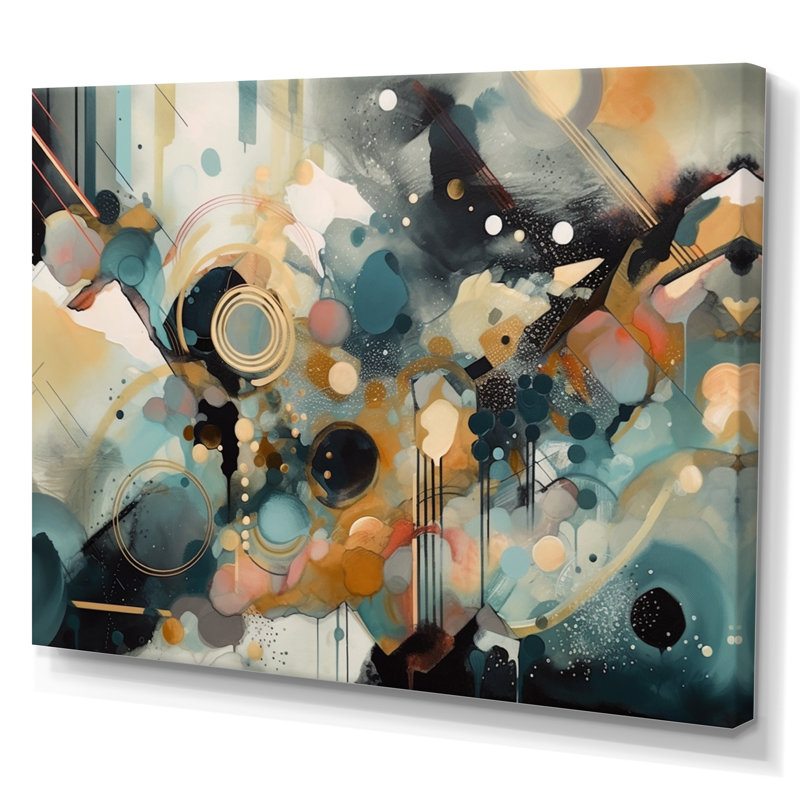 Abstrait moderne contemporain - Art mural abstrait, H 12 po x l 20 po x P 1 po, Toile tendue