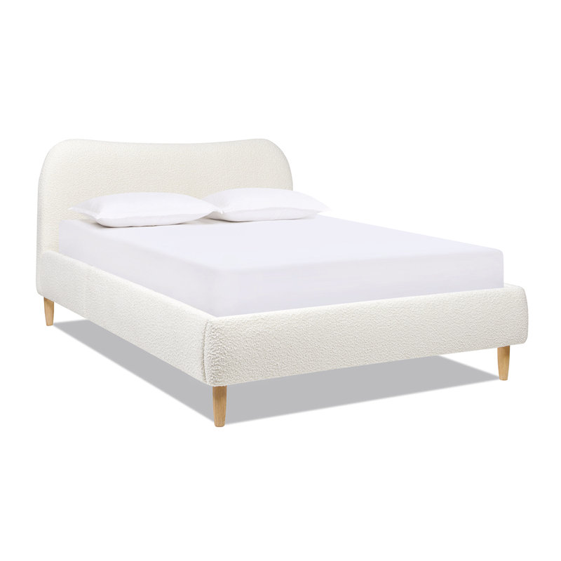 Lit tapissier Derte, Grand, Bouclé ivoire