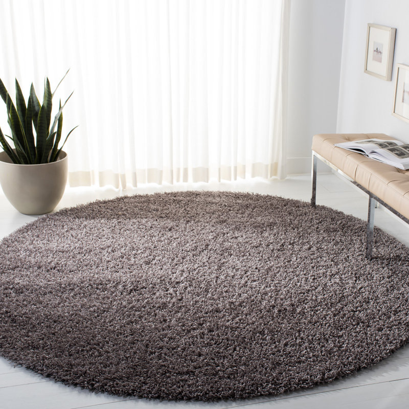 Assar Handmade Tufted Silver Area Rug, Round 5'