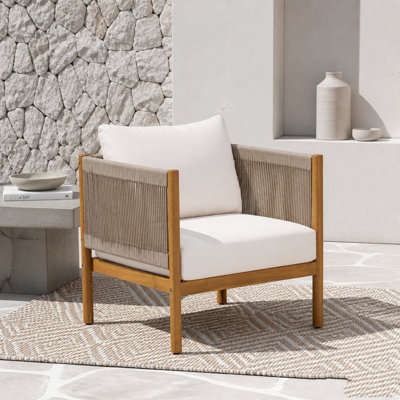 Fauteuil club d'extérieur avec structure en bois d'acacia