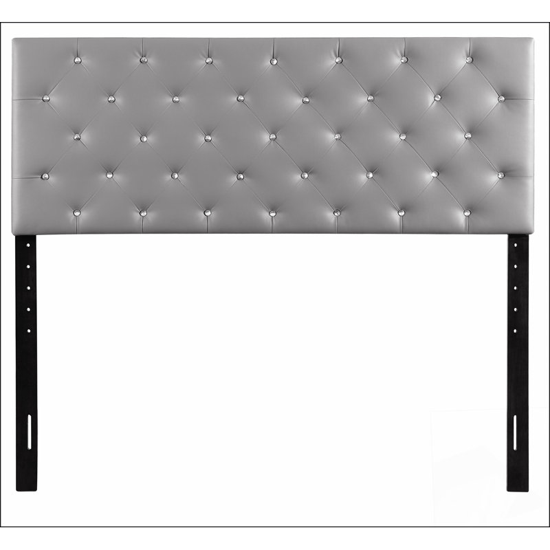 modern bed Frame with headboard for bedroom, Full/Double, Light Grey