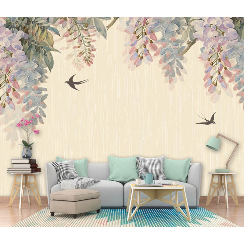 Adhésif mural fleur de glycine Aust, L 75 po x l 112 po