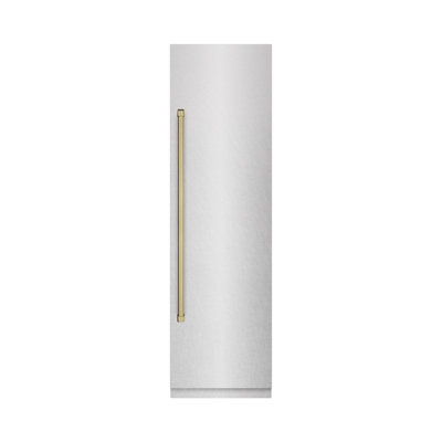 ZLINE Autograph 24 in. Column Refrigerator with Graphite Gray Interior and Polished Gold Accents