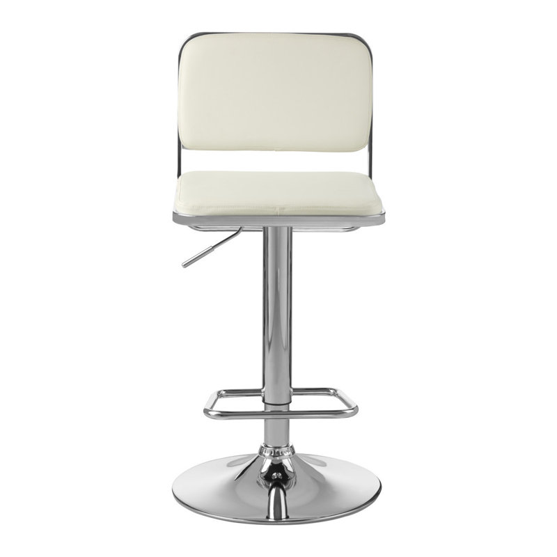 Sallisaw Swivel Upholstered Adjustable Height Counter Stool with Metal Frame, White