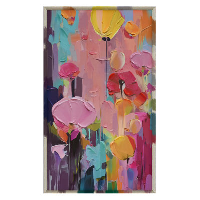 Art mural sur toile Floral Abstraction II - 24 po x 40 po - Cadre multicolore
