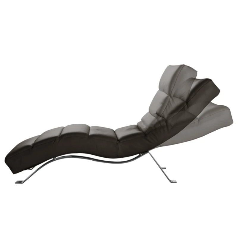 Edena Upholstered Chaise Lounge, Dark Brown